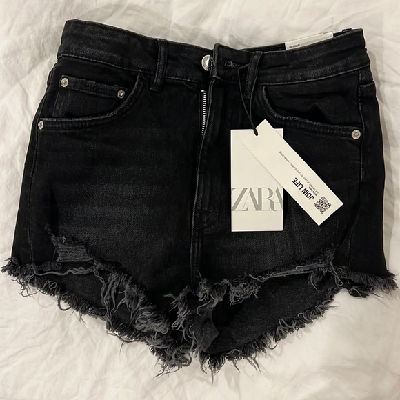 Zara Pants - Black Stretch Denim Shorts
